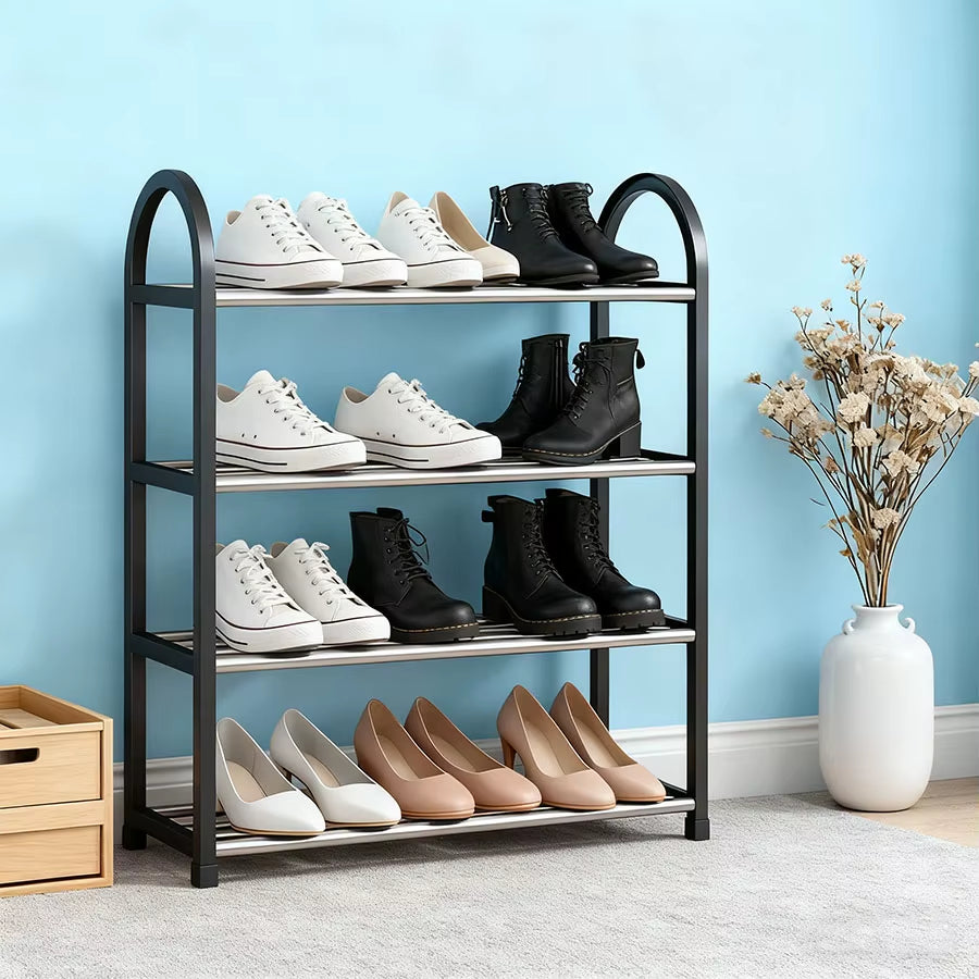 Adjustable Shoe Rack, 4-Tier Shoe Cabinet, Holds 16-20 Pairs of Shoes, Stable and Durable, Suitable for Entryways and Wardrobes,