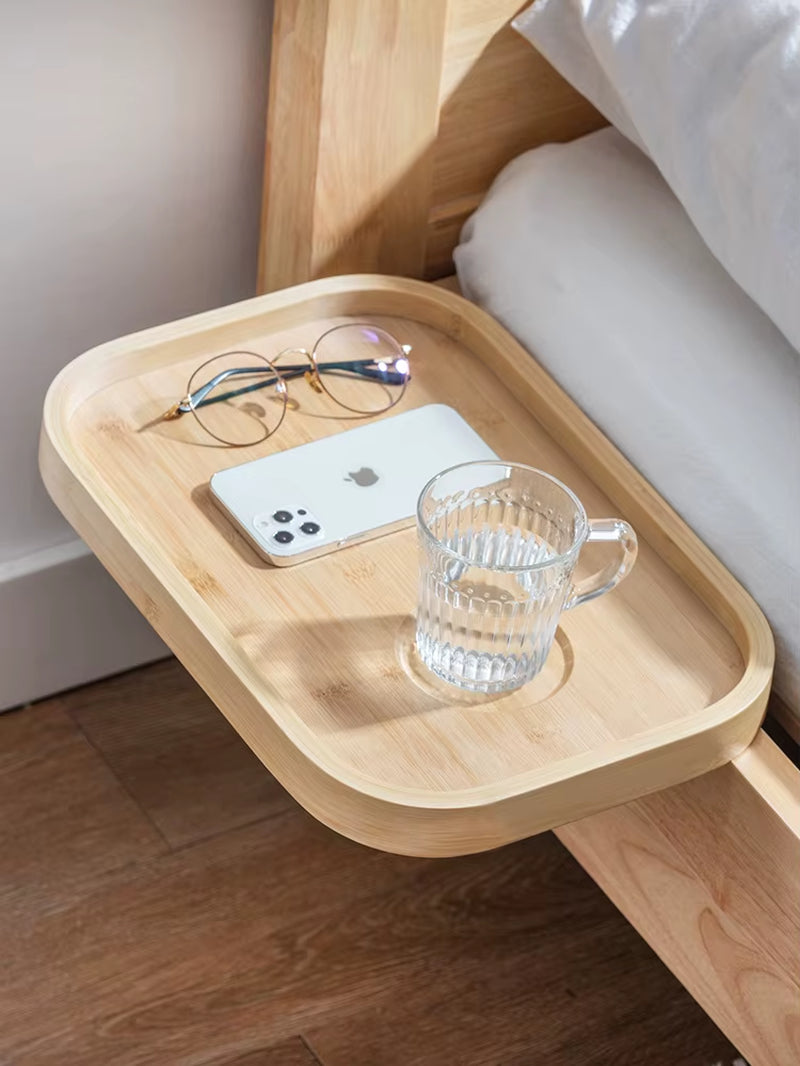 Wood Bedside Shelf for Bed and Bunk Bed Shelf Tray Table Caddy Top Bunk Organizer Clamp on Shelf for College Dorm Room Bunk Bed