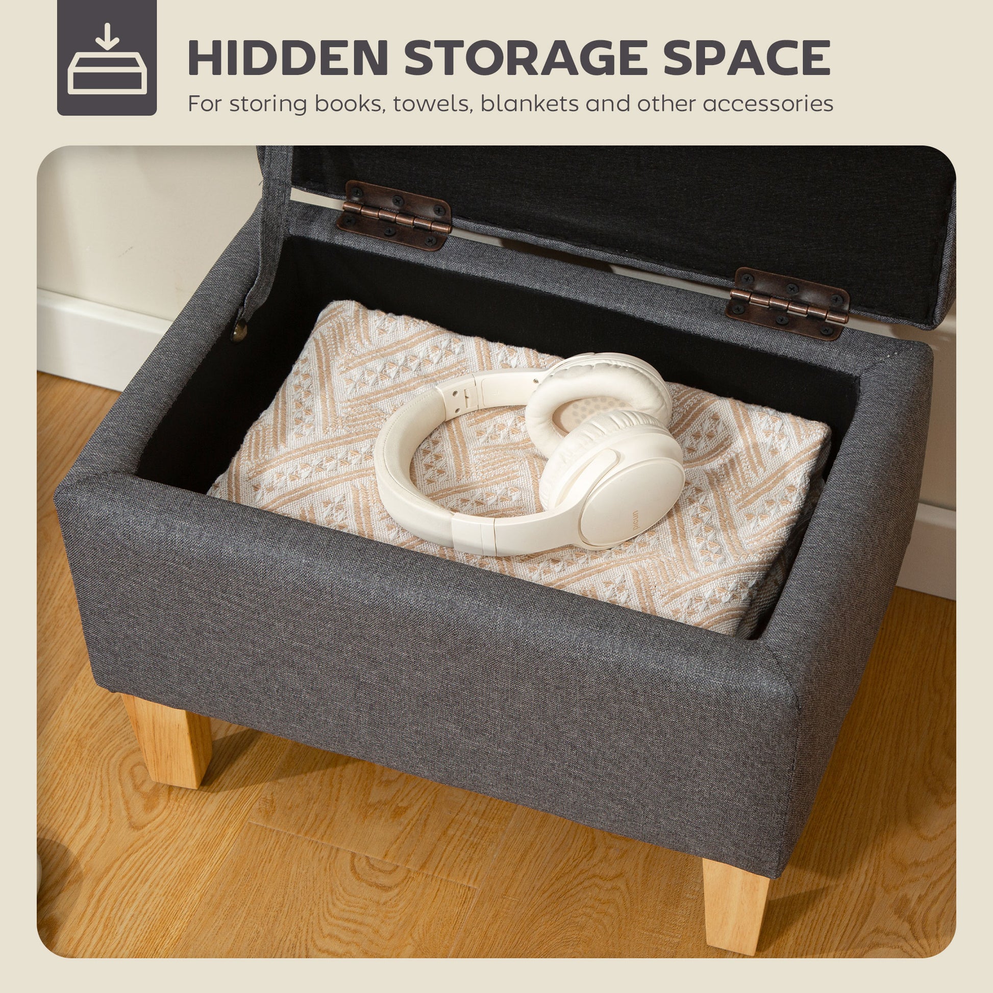 Linen Storage Ottoman for Storage Box, Bed End, Shoe Bench, Seating