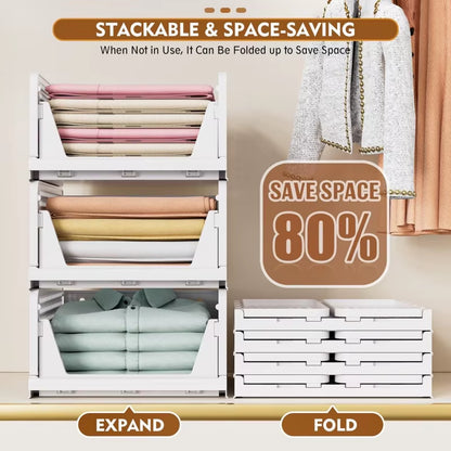 1-2Pieces Stackable Wardrobe Storage Baskets Multifunctional Foldable Wardrobe Storage Rack Suitable for Bathroom Kitchen Laundr