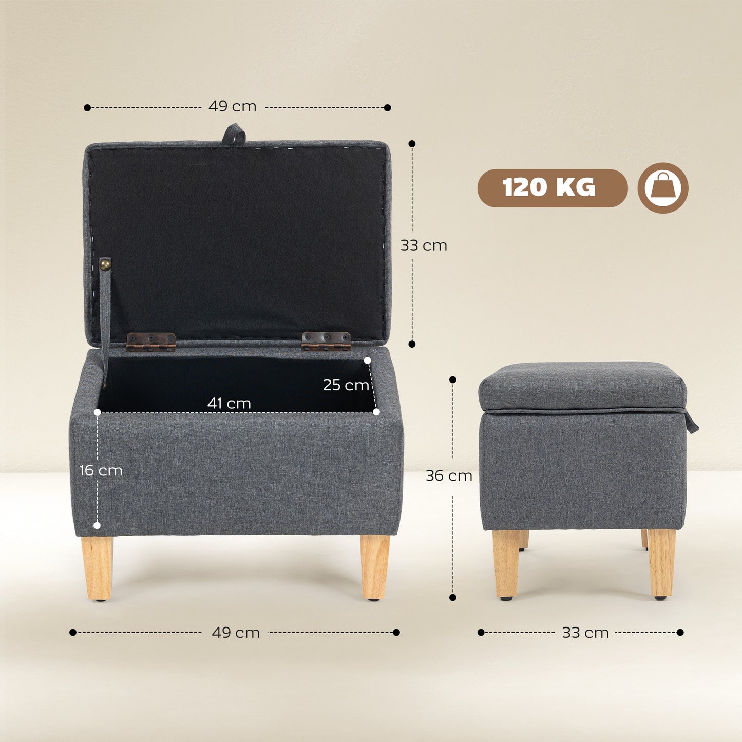 Linen Storage Ottoman for Storage Box, Bed End, Shoe Bench, Seating