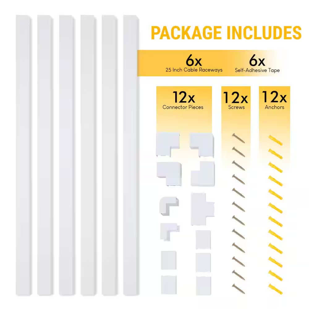 Complete Cable Concealer Management Kit in White