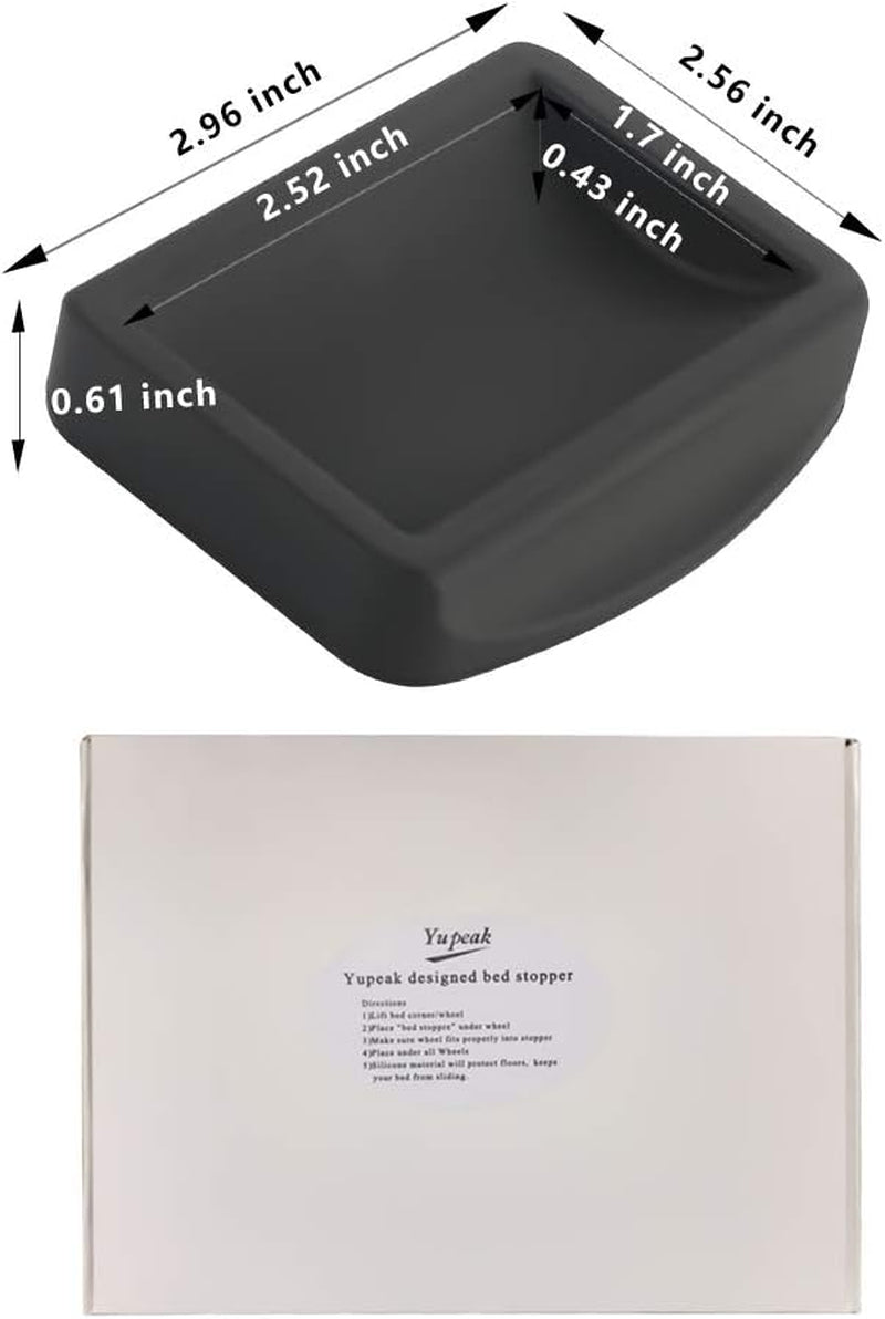 Bed Stopper & Furnitures Stopper – Caster Cups Fits to All Wheels of Furniture, Sofas, Beds, Chairs – Furniture Cups Made up of Solid Silicone and Prevents Scratches (4 Pack（Black）)