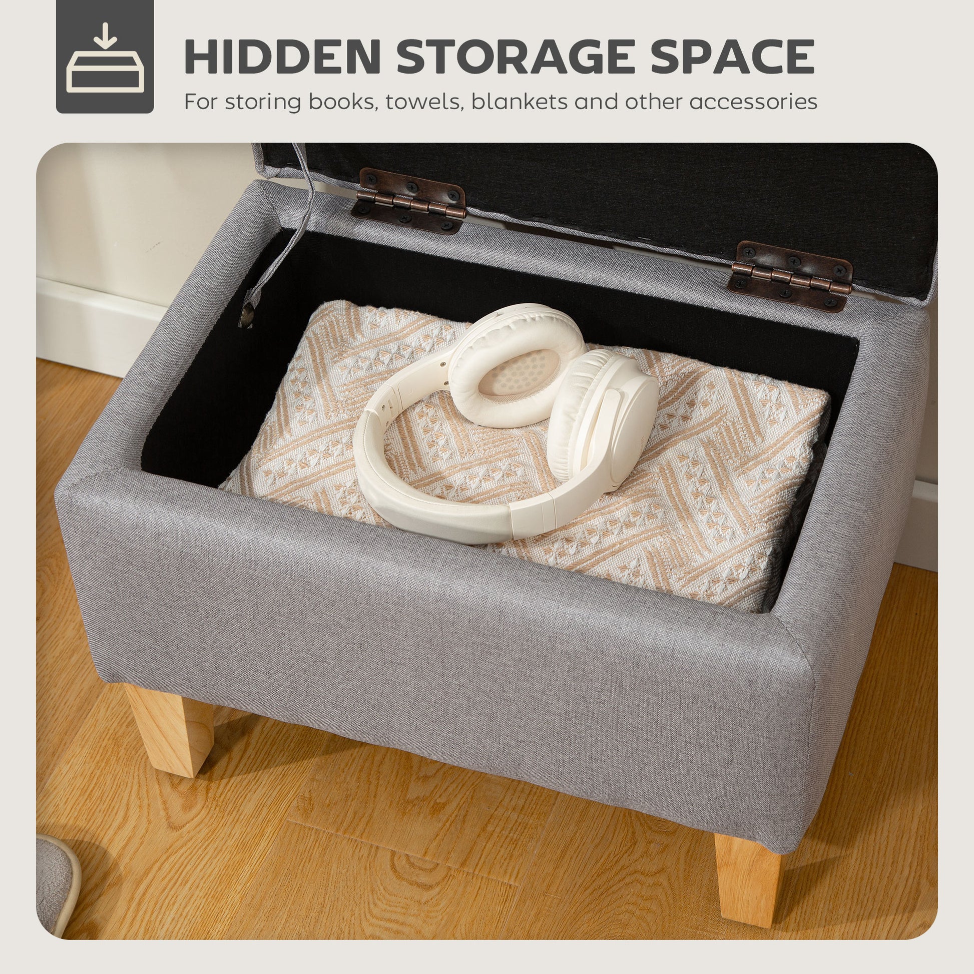 Linen Storage Ottoman for Storage Box, Bed End, Shoe Bench, Seating