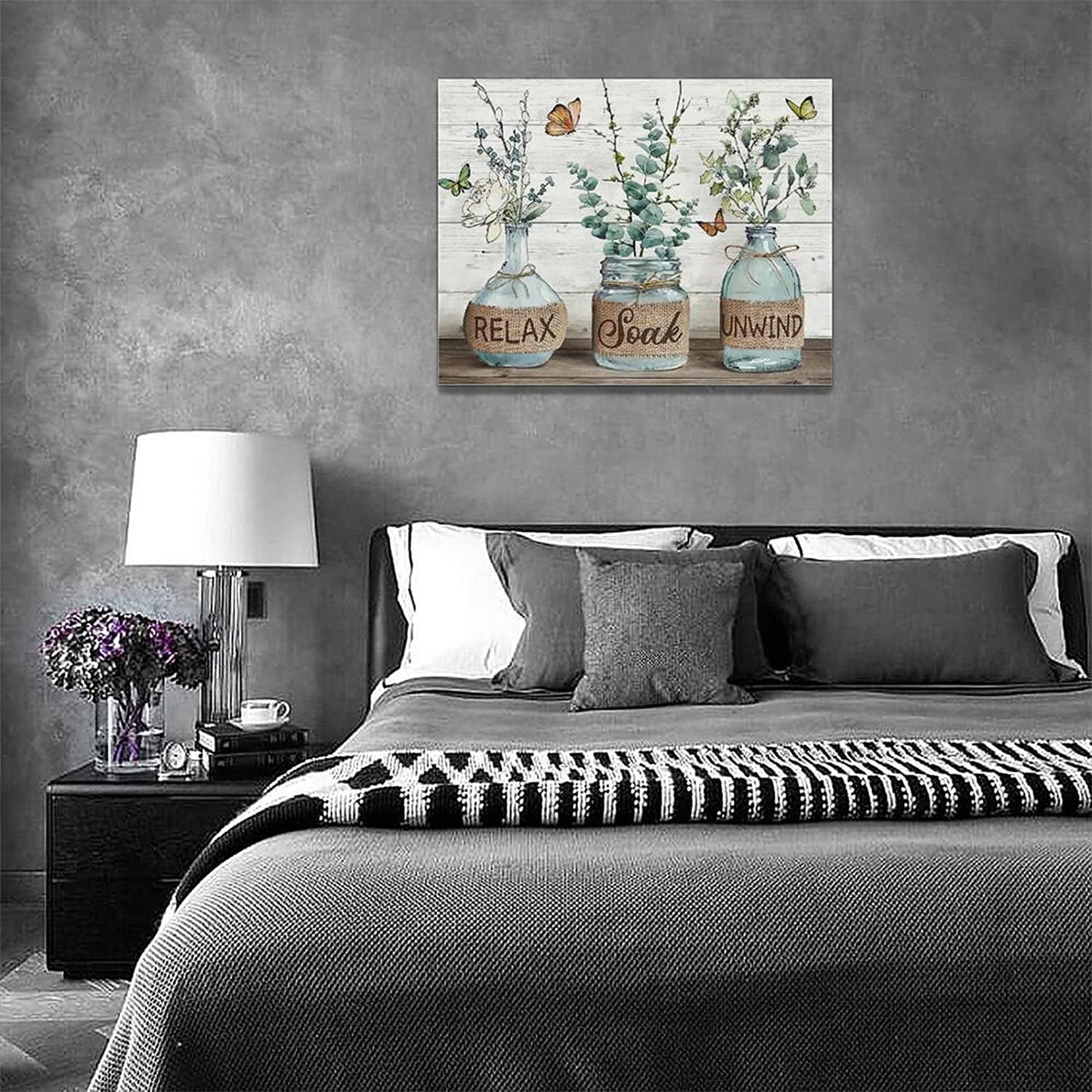 Rustic Cotton Relax Soak Unwind Sign 12" X 16" Framed Canvas Art Print