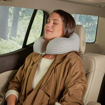 5-Inch 1-Lb Memory Foam Travel Pillow with Washable Cover (Gray)